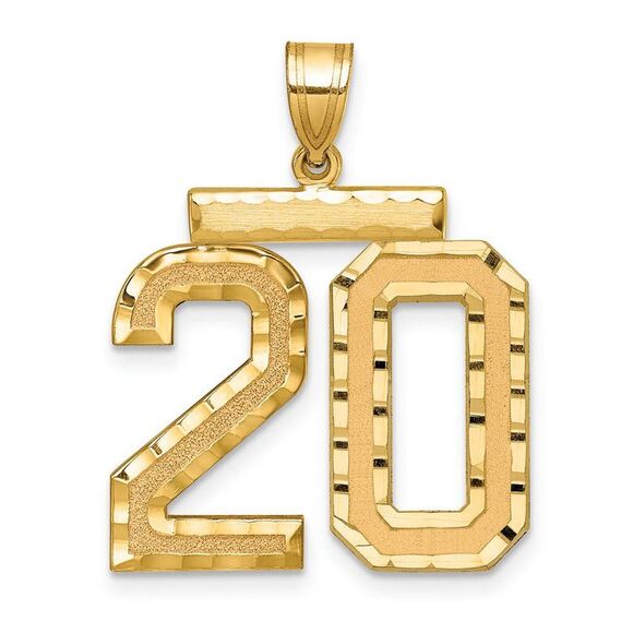 14k Yellow Gold, Varsity Collection, Large D/C Pendant Number 20 - Picture 1 of 3